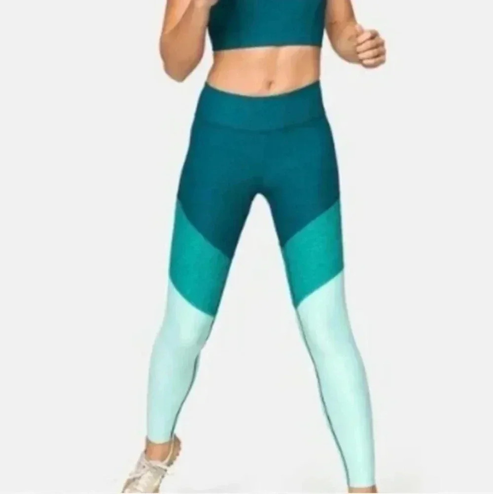 Women's Outdoor Voices Leggings Size S Small Teal Green Athletic Wear